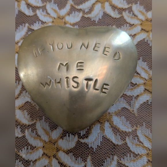 Other - Vintage brass heart trinket holder with brass whistle